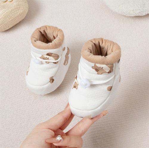 Autumn and Winter Anti-slip Soft Sole Baby Shoes with Fleece-lined